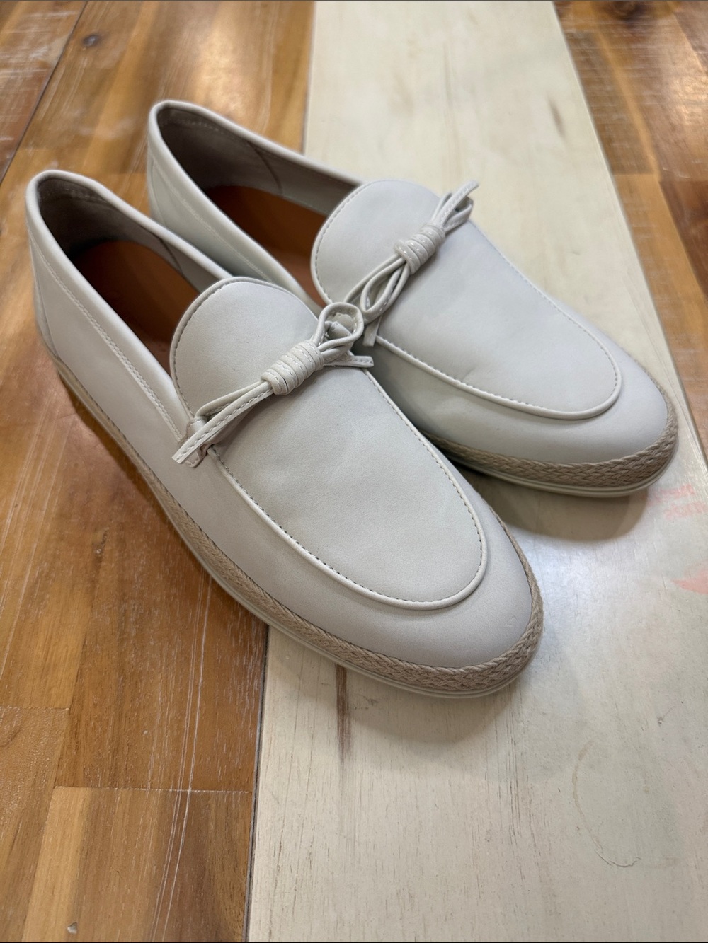 Sperry Cream Leather Knot-Trim Slip-On Loafers